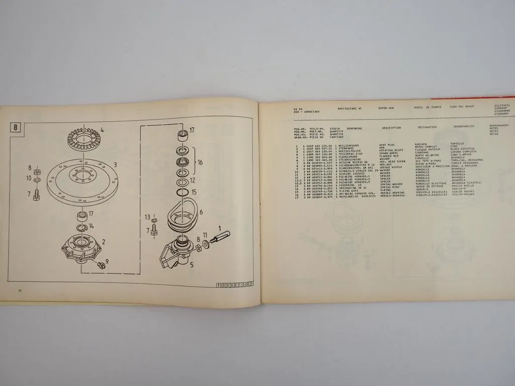 Deutz Fahr KS90 KS90DN Kreiselschwader Ersatzteilliste Spare Parts List 1980