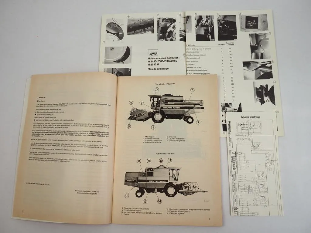 Deutz Fahr M 2480 2580 2680 2780 Mähdrescher Notice de Fonctionnement 1985