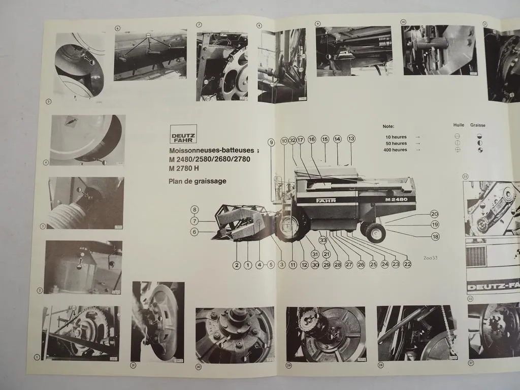 Deutz Fahr M 2480 2580 2680 2780 Mähdrescher Notice de Fonctionnement 1985