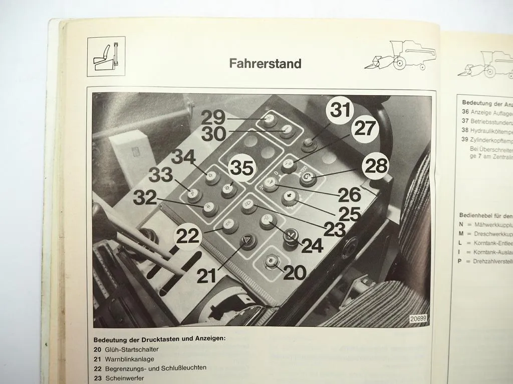 Deutz Fahr M35.80 M36.10 M36.30 Hydromat Mähdrescher Betriebsanleitung 1986