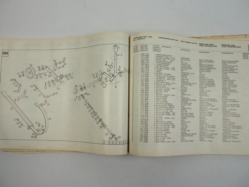 Deutz Fahr Powerliner 4030 4035 Mähdrescher BISO KPAB Häcksler Ersatzteilliste