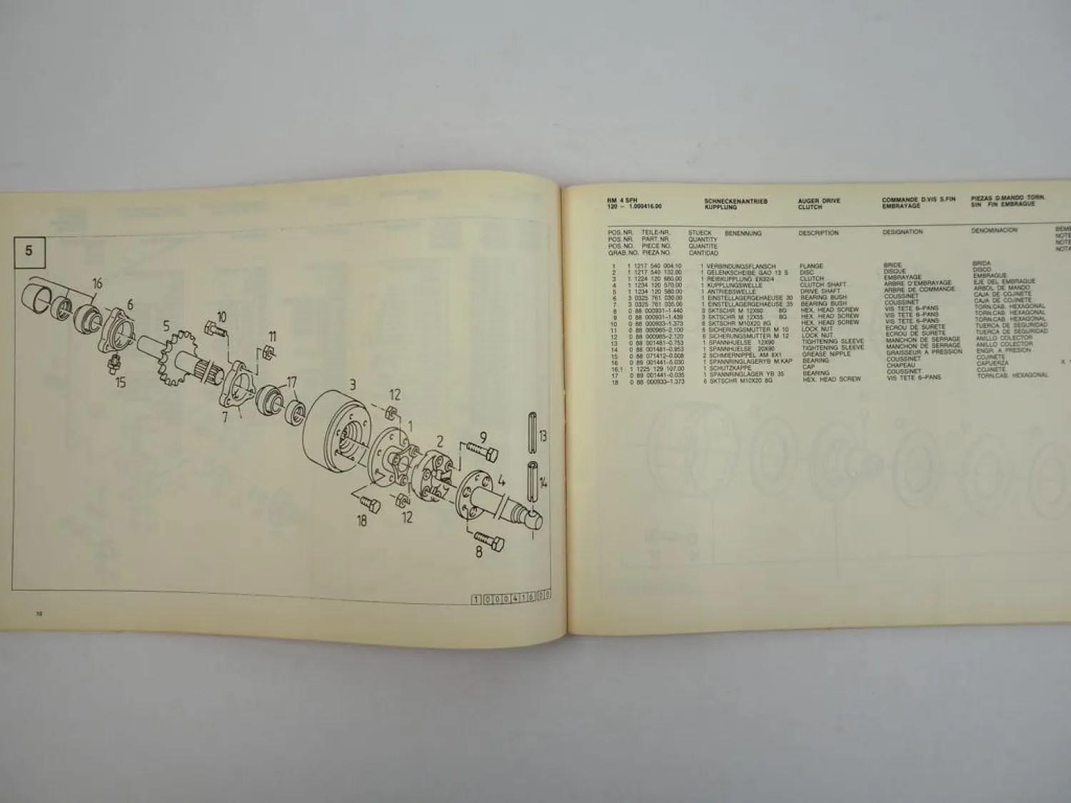 Deutz Fahr RM4SFH Reihenmähwerk Ersatzteilliste Spare Parts List 1983