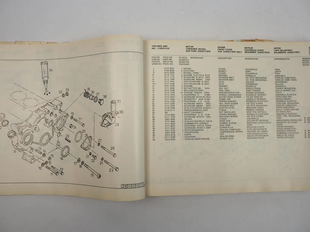 Deutz Fahr Topliner 4060 4065 Mähdrescher Ersatzteilliste Parts List 1996