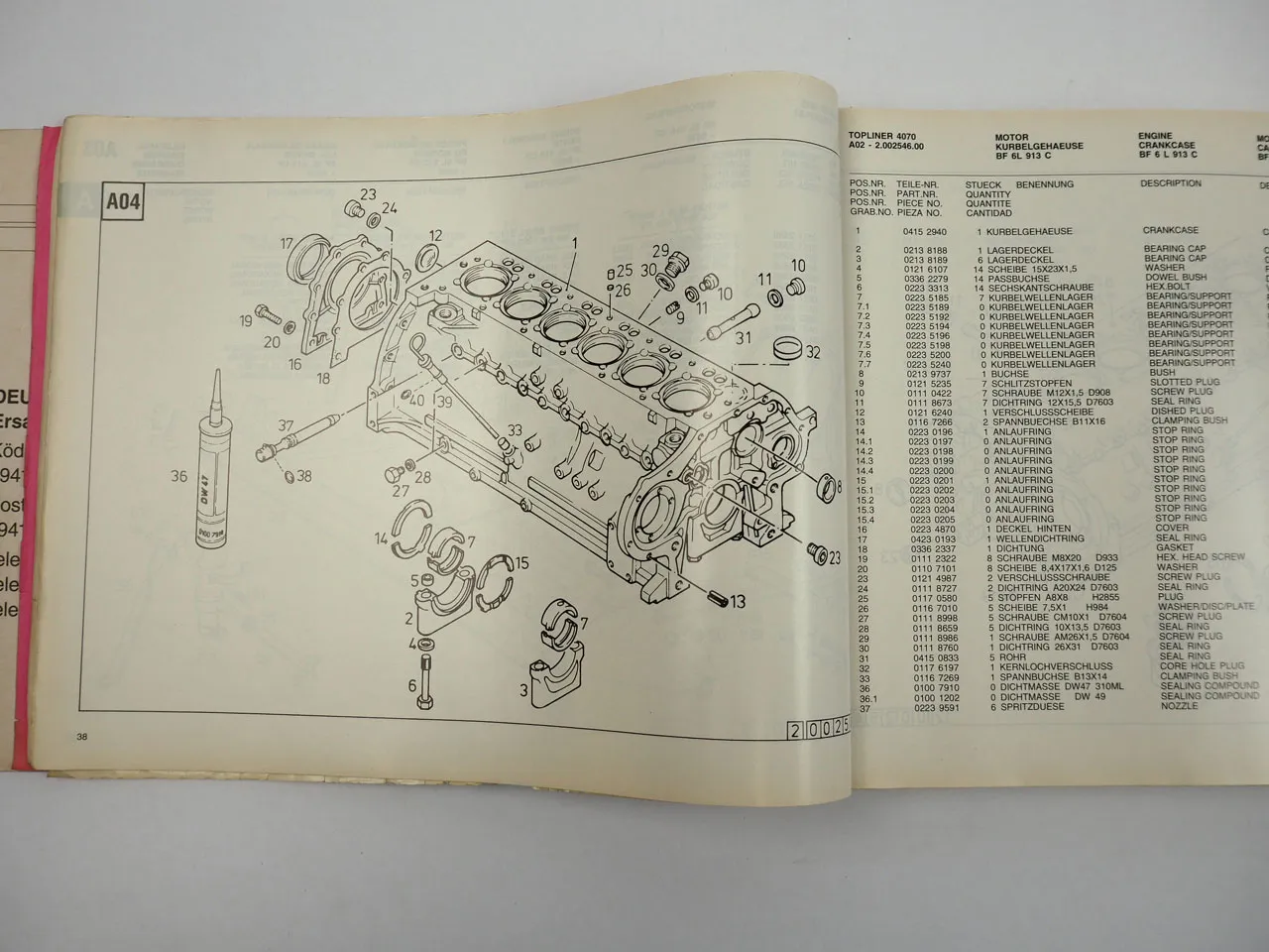 Deutz Fahr Topliner 4070 4075 Mähdrescher Ersatzteilliste Spare List 1993