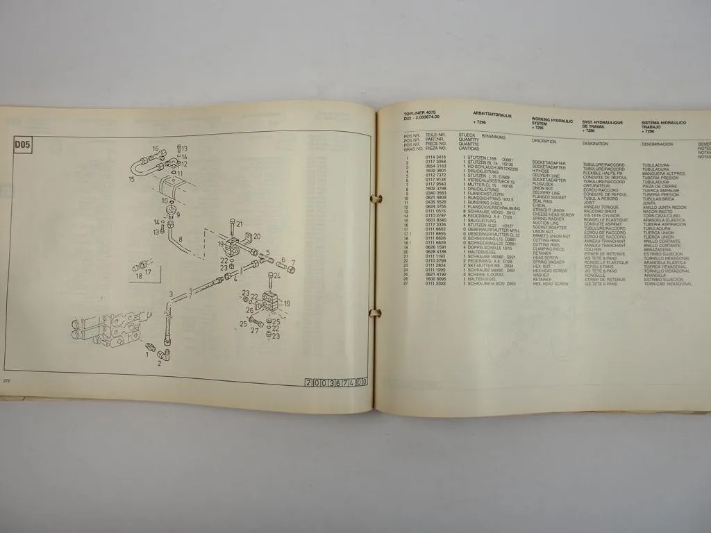 Deutz Fahr Topliner 4070 4075 Mähdrescher Ersatzteilliste Spare List 1999