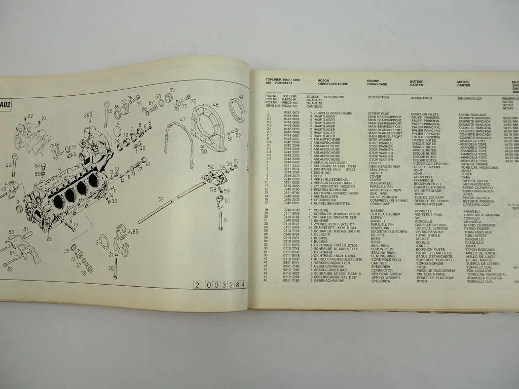 Deutz Fahr Topliner 4080 4090 Mähdrescher Ersatzteilliste Spare Parts List 1996