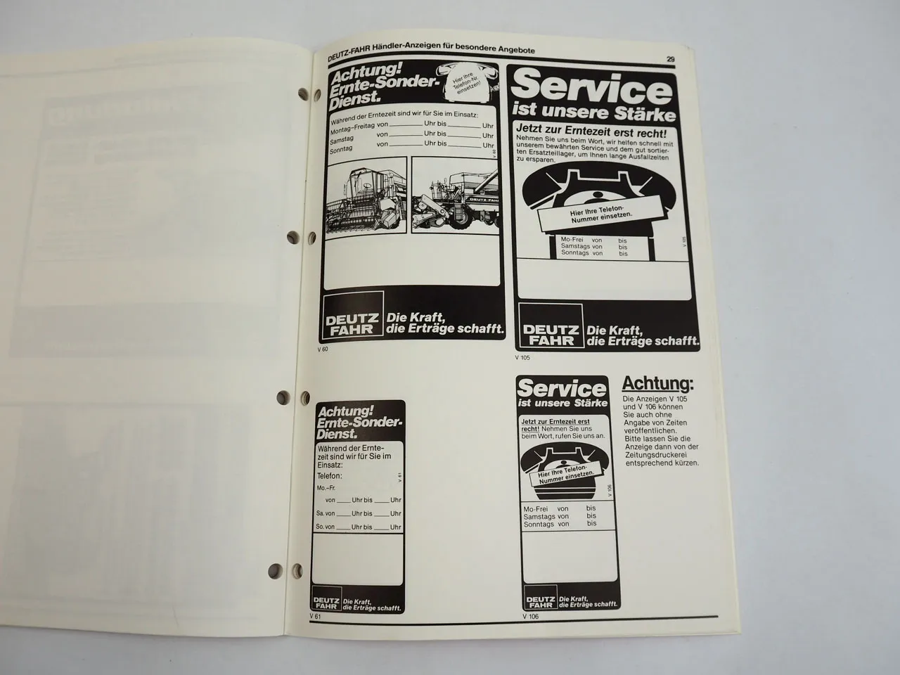 Deutz Fahr Traktoren Landtechnik Händleranzeigen Gestaltung Katalog 1983