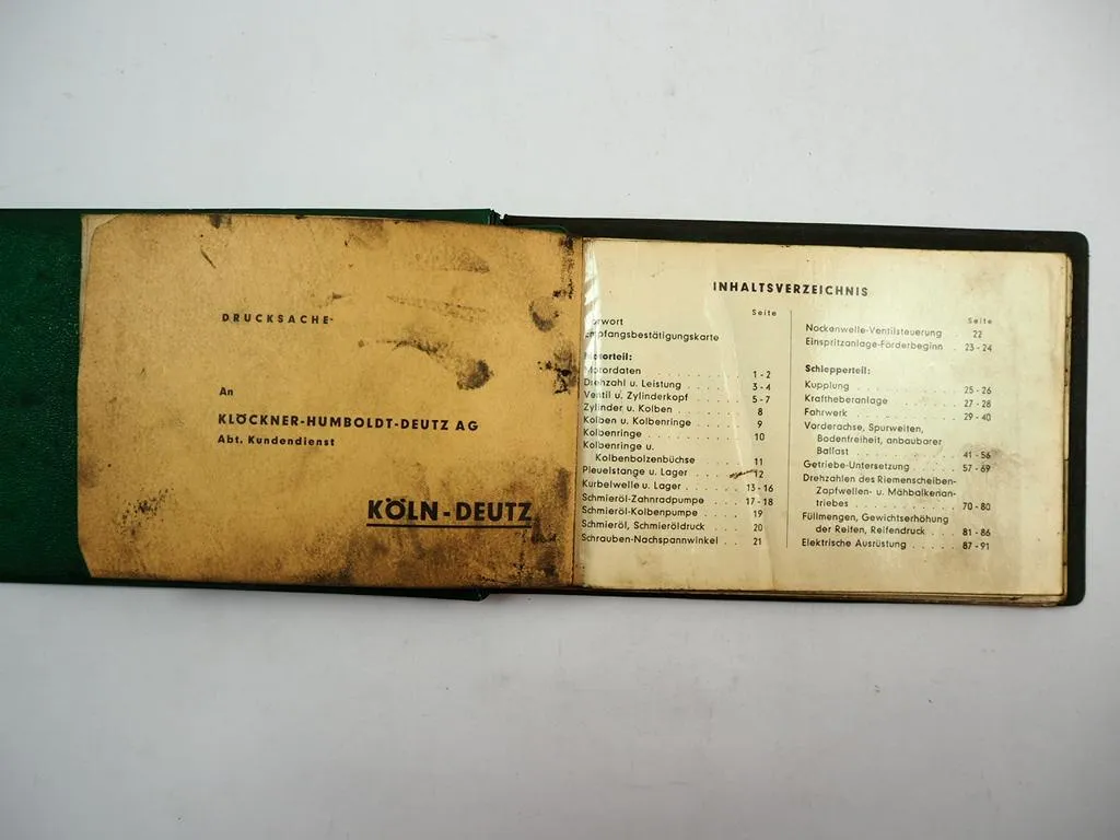 Deutz Schlepper Werkstatt Daten 1960 Taschenbuch 11 bis 65 PS