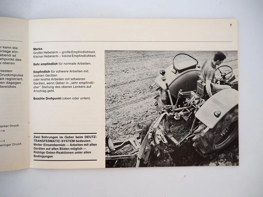 Deutz Werbeheft A-Z Nr. 9 Transfermatic System für Deutz Schlepper 1960er Jahre