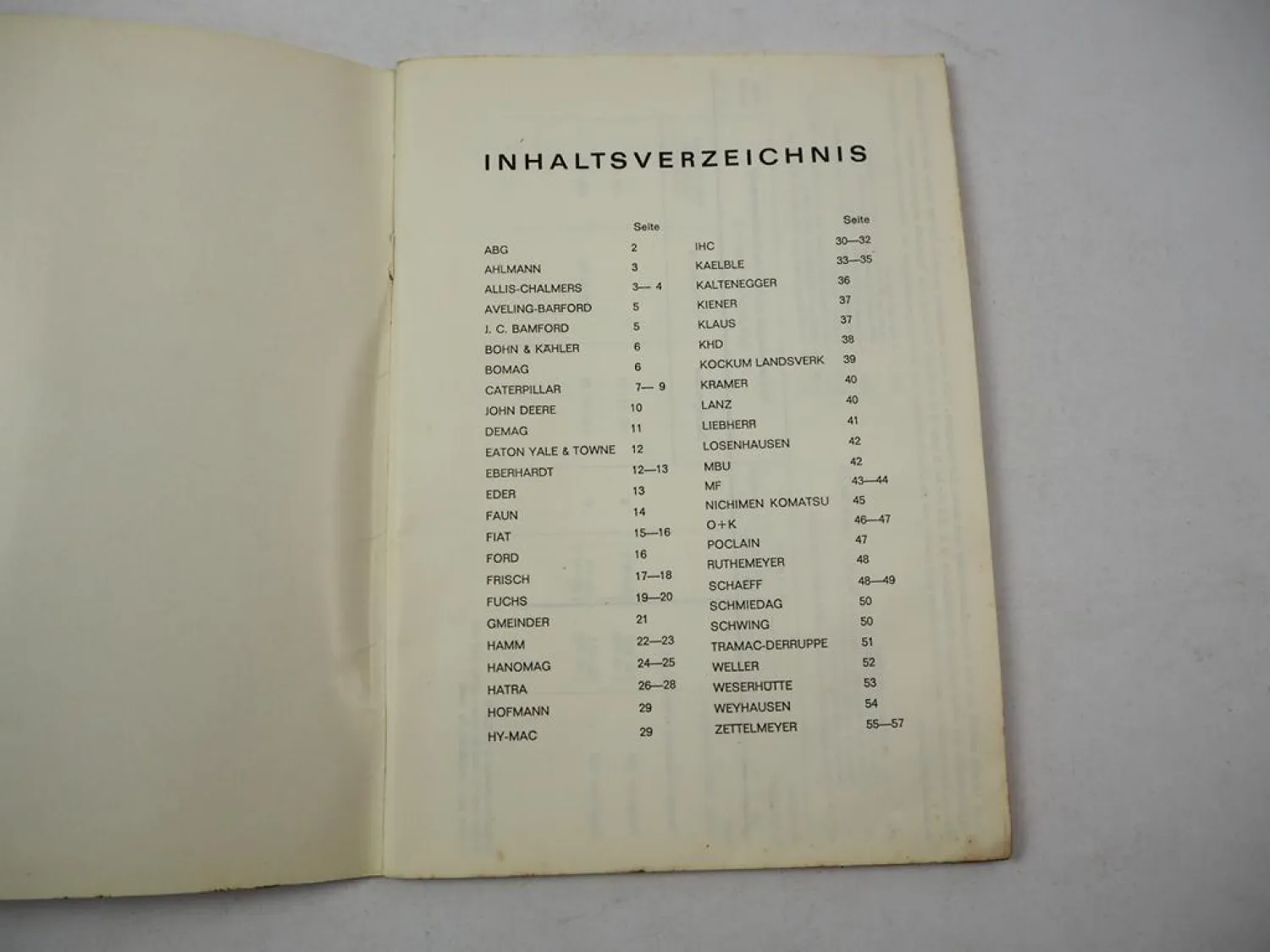 Deutzer Oel Schmierstoff Tabelle für Baumaschinen Radlader Laderaupe Bagger 1969