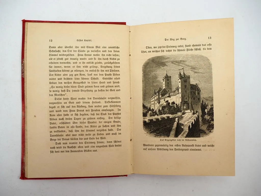 Die Wartburg Buch Hugo von Ritgen 1876 + Panoramakarte ca. 1870 Eisenach