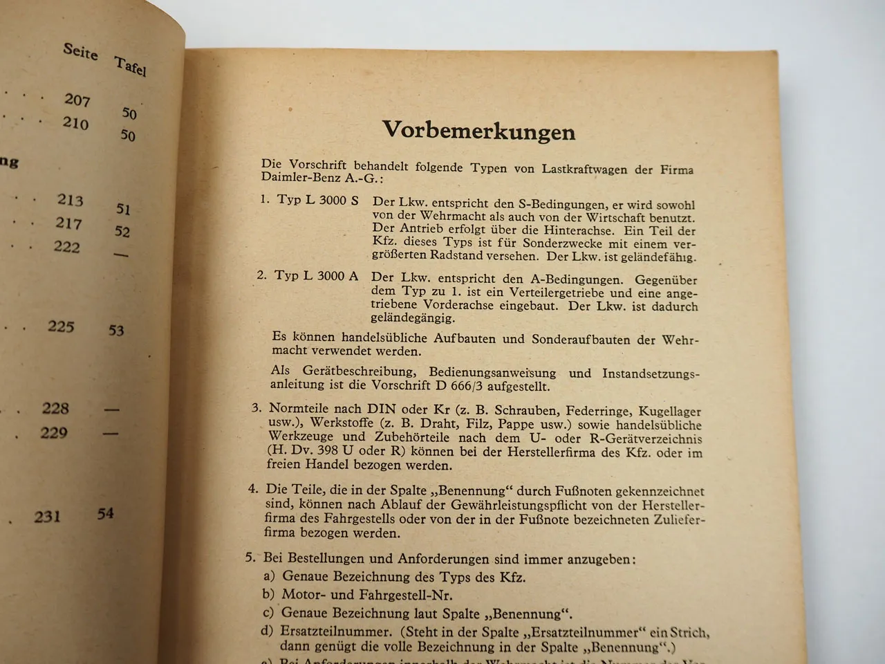 Dienstvorschrift D666/4 Ersatzteilliste Mercedes Benz 3t L3000 1942 Wehrmacht