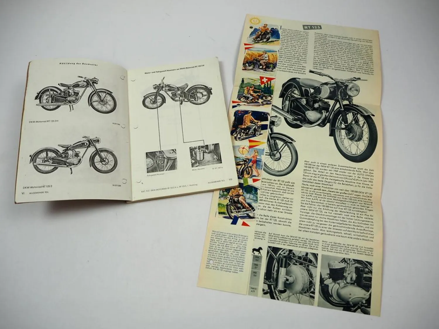 DKW Auto Union RT125 Motorrad Prospekt Ersatzteilliste 1954