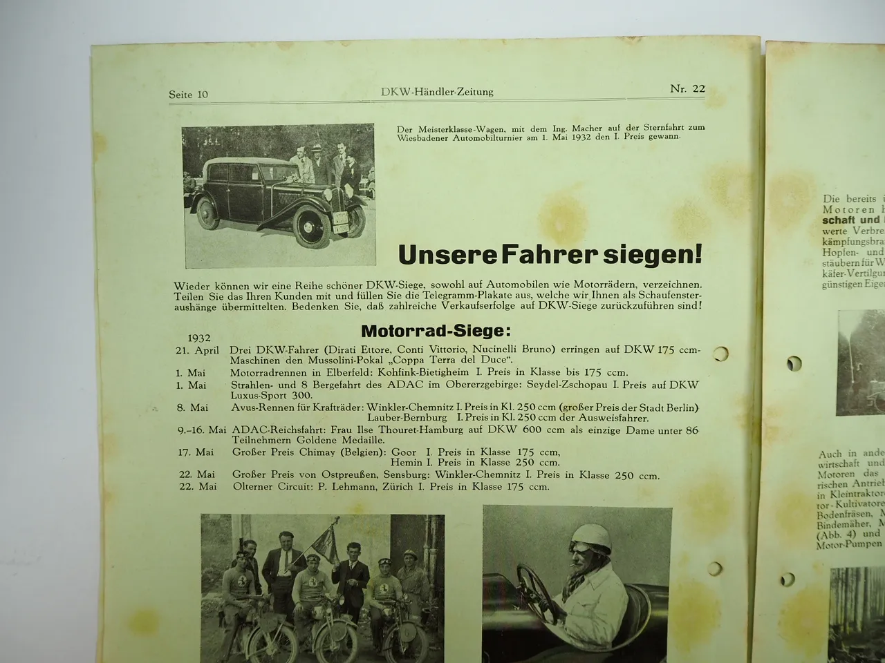 DKW Händler Zeitung 21 bis 24 von 1932 Auto Motorrad Zschopau