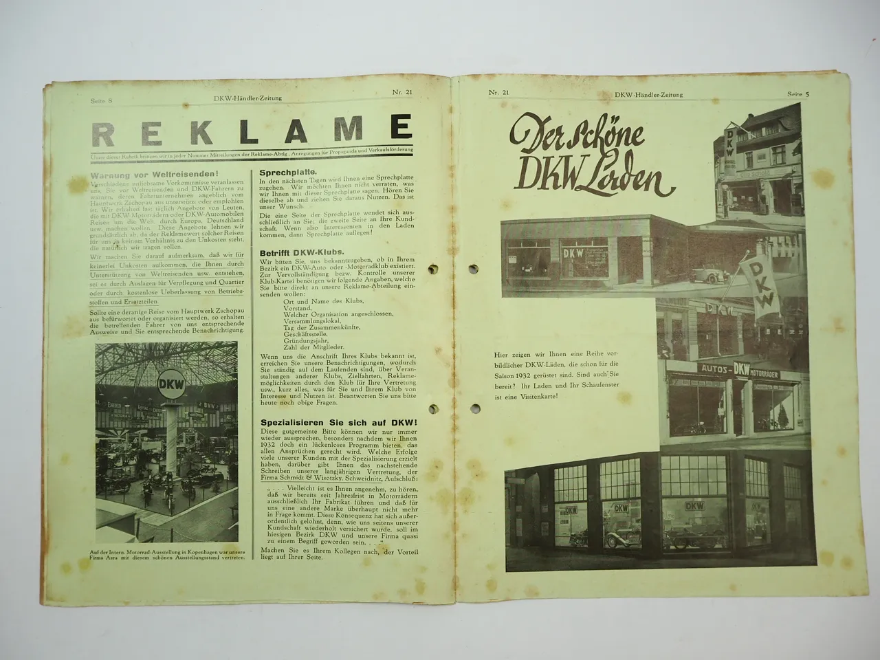 DKW Händler Zeitung 21 bis 24 von 1932 Auto Motorrad Zschopau