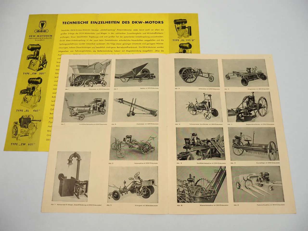 DKW Motoren für Industrie und Landwirtschaft EL EW ZW 3x Prospekt 1930er Jahre