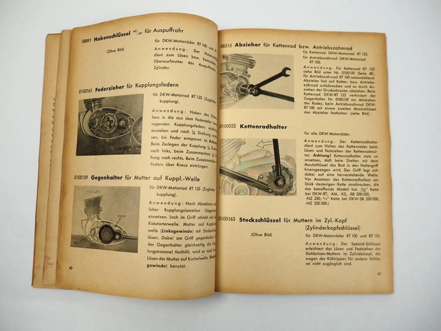 DKW Spezialwerkzeuge für DKW Wagen Motorrad Elektroanlagen Katalog Nr. 77