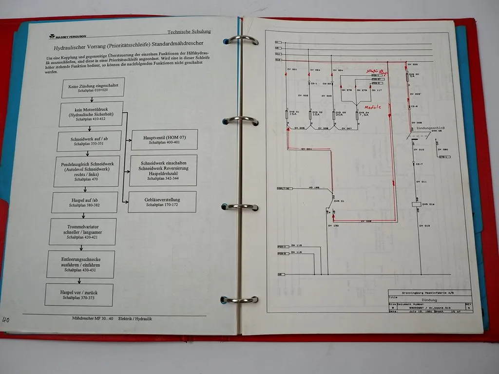Dronningborg Massey Ferguson MF 30 32 34 36 38 40 Mähdrescher Elektrik Hydraulik