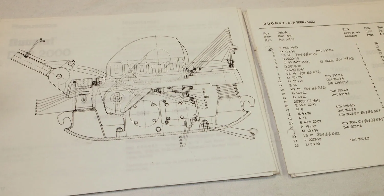 Duomat DVP2000 Bedienungsanleitung Ersatzteilliste Operating instructions Parts