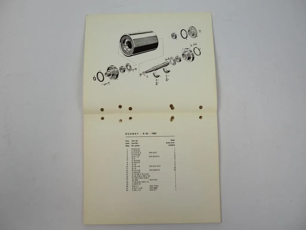 Duomat R 50 Walze Ersatzteilliste Spare Parts Pieces de Rechange