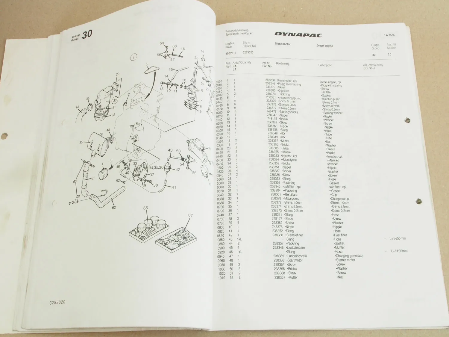 Dynapac LA 75 90 Vibrations Walze Bedienungsanleitung Parts List