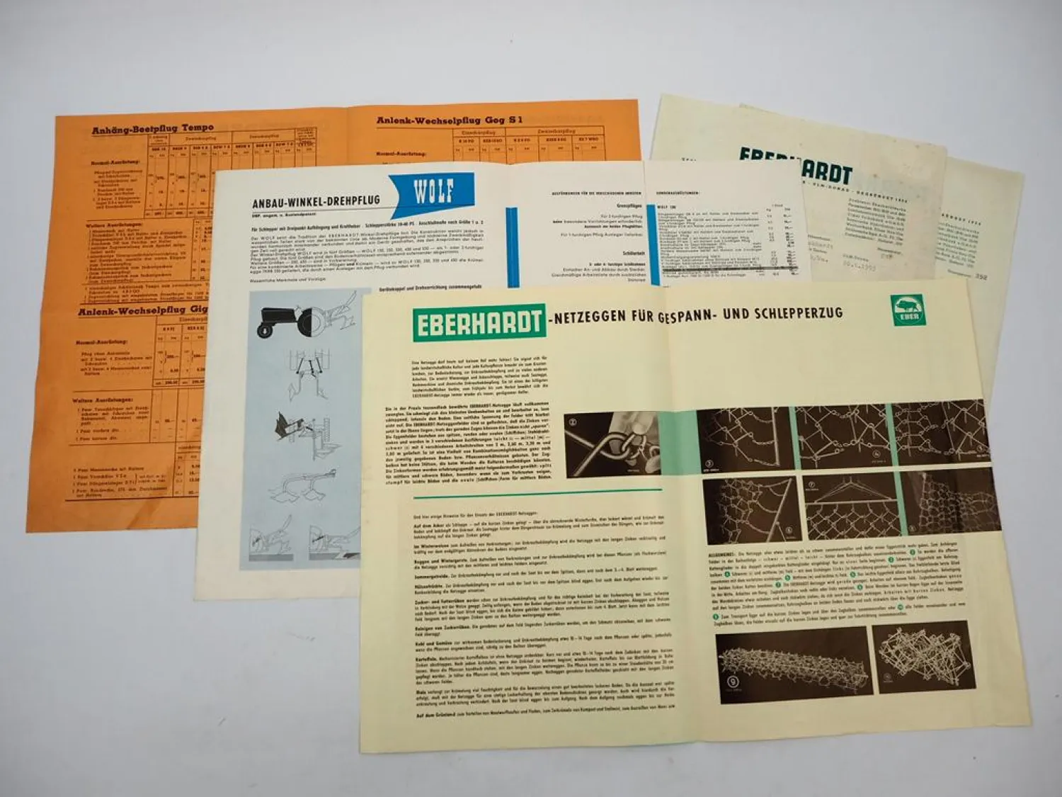 Eberhardt Pflugfabrik Ulm 2x Prospekt Preisliste Anschreiben 1930er bis 1960er J.