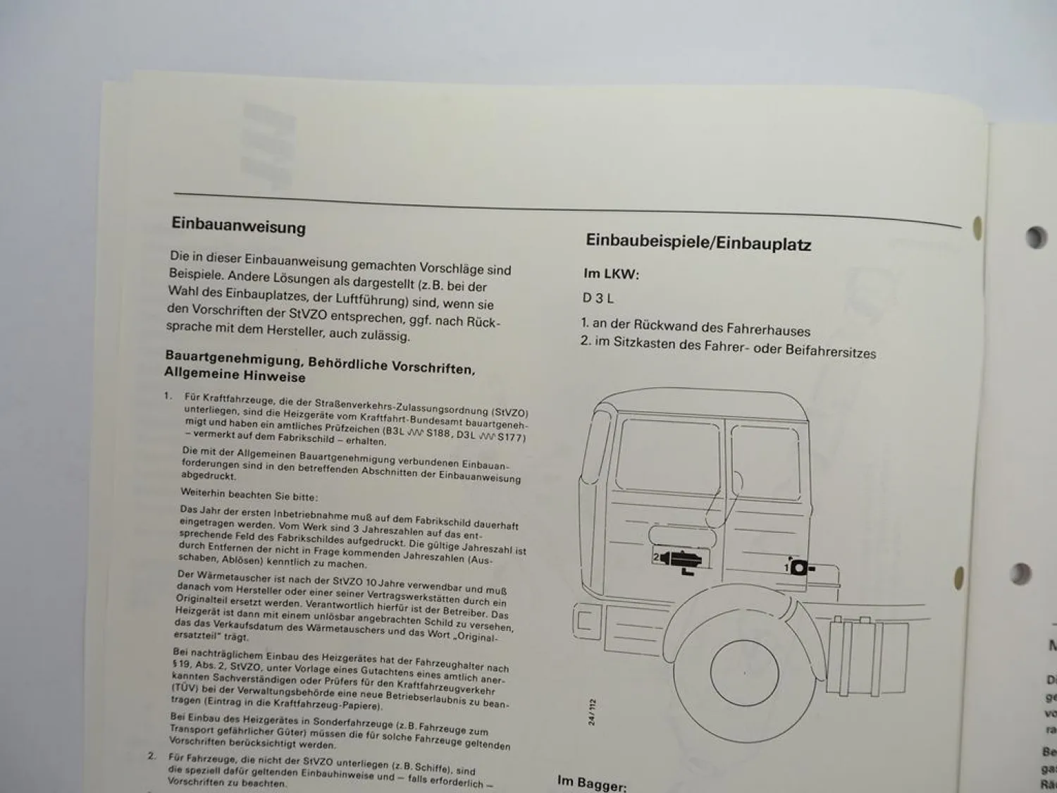 Eberspächer B3L D3L Heizgerät Betriebsanleitung Einbauanweisung 1990