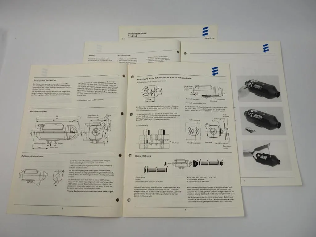 Eberspächer D1LE Luftheizgerät Betriebsanleitung Reparaturanleitung 1997