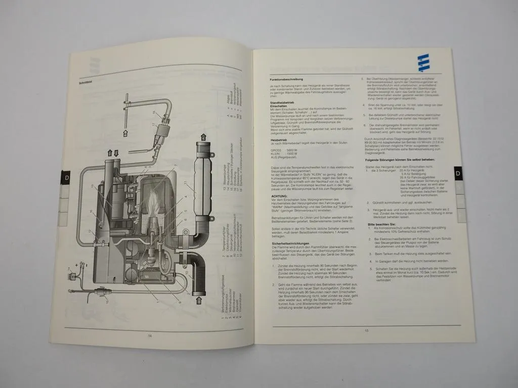 Eberspächer Hydronic B5W SC Wasserheizgerät Technische Beschreibung Einbau 1997