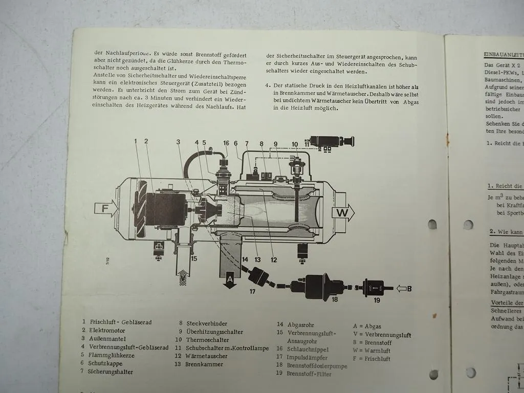 Eberspächer X2 Heizgerät Betriebsanleitung Einbauanleitung Schaltplan 1970