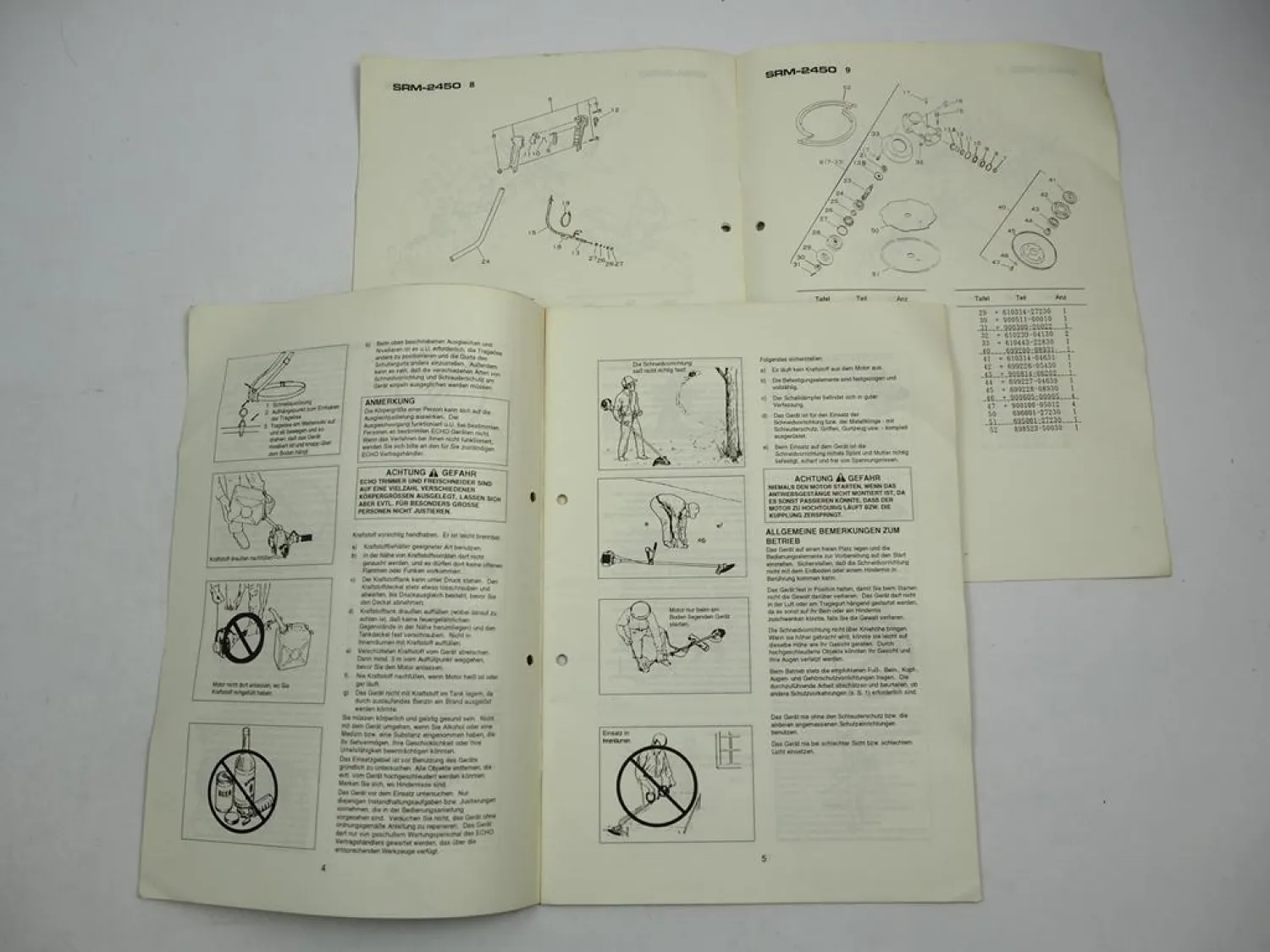 Echo SRM 2450 Motorsense Betriebsanleitung Ersatzteilliste 1994 Original