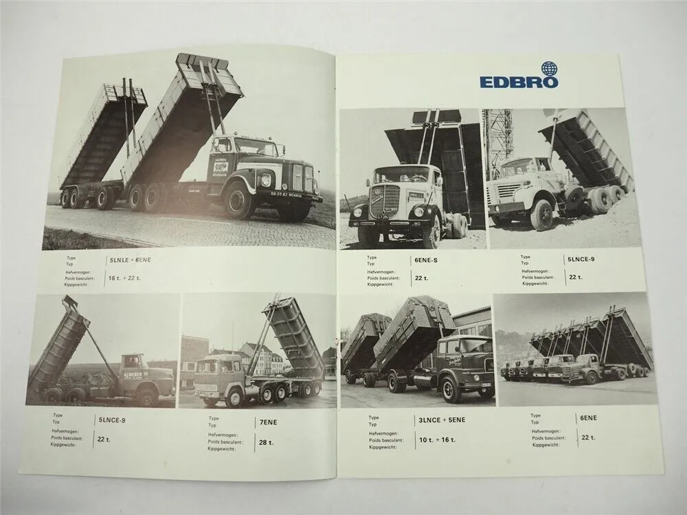 Edbro Kippanlagen für LKW Scania DAF Mercedes Kipper Prospekt 1970er J. Holland