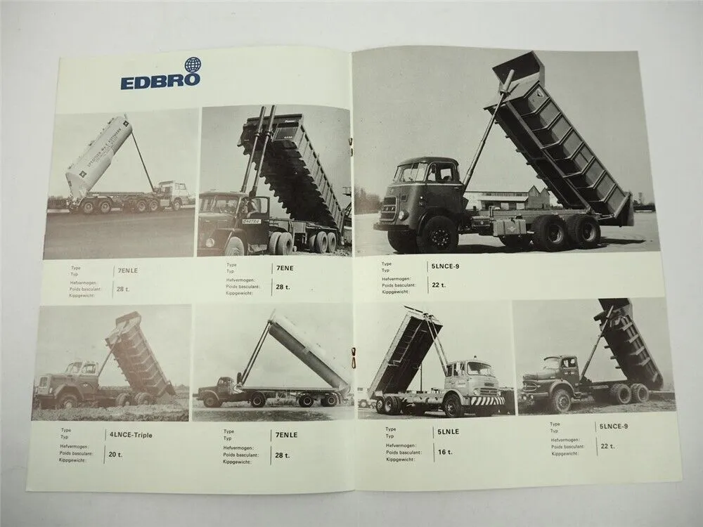 Edbro Kippanlagen für LKW Scania DAF Mercedes Kipper Prospekt 1970er J. Holland