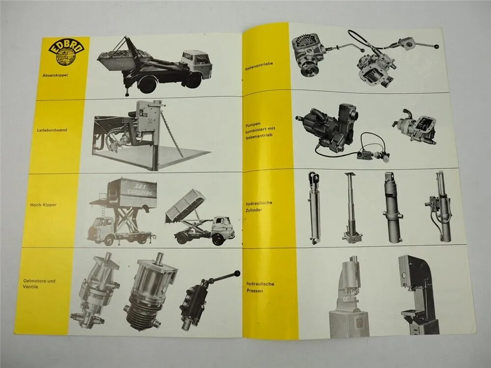 Edbro LKW Kipper Fronthebe Kippanlagen Prospekt 1970er Jahre Holland