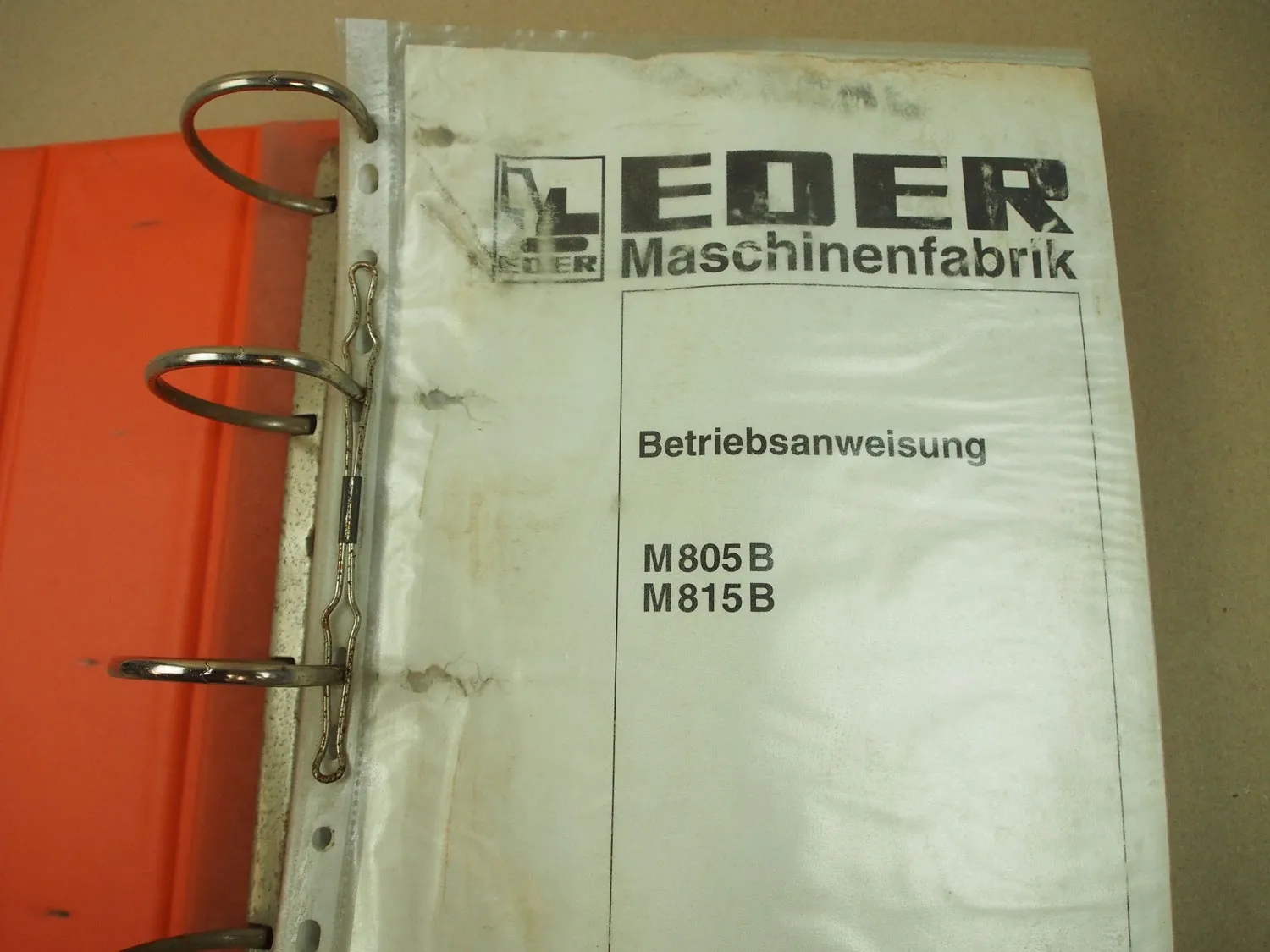 Eder M815B Hydraulikbagger Betriebsanleitung Ersatzteilliste