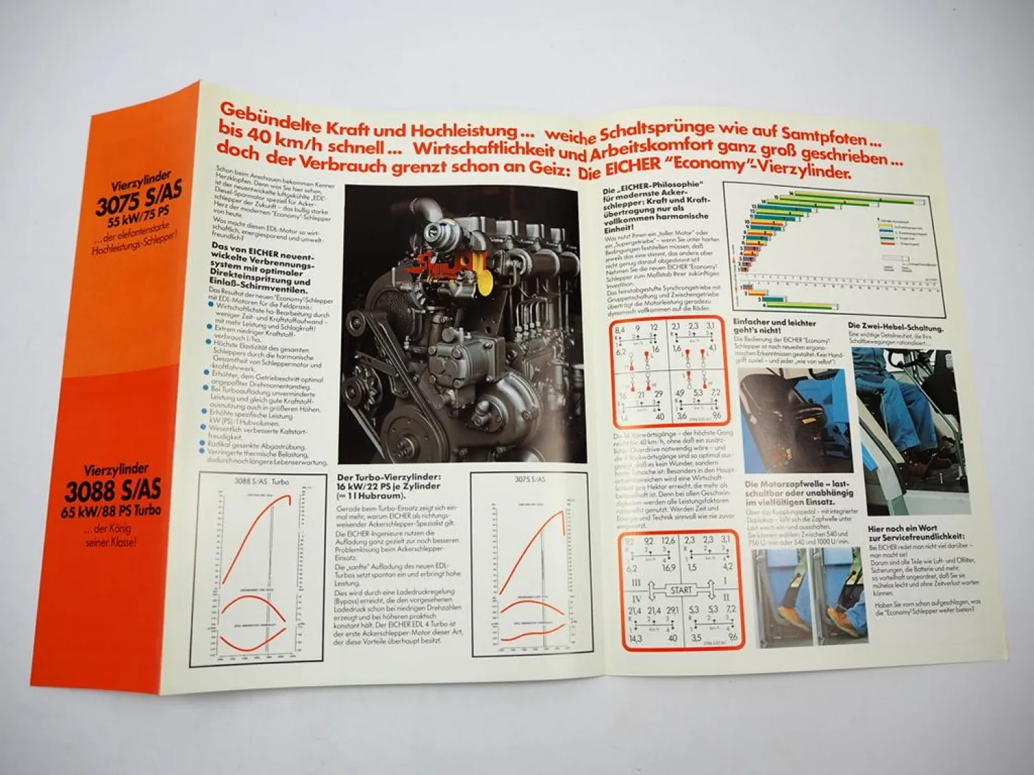 Eicher 3075 3088 S AS Economy Serie Traktor Schlepper Prospekt ca. 1985