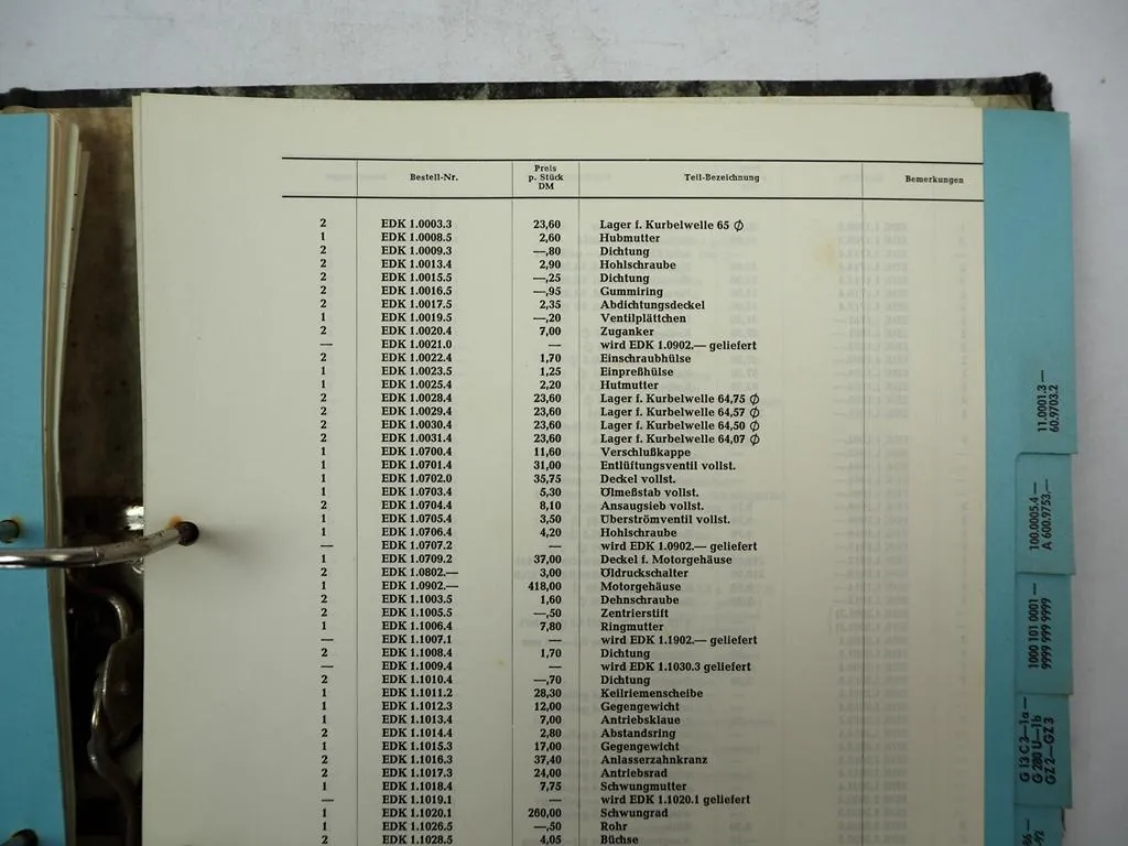 Eicher ED EDK G GZ AH AG EAG Ersatzteil Preisliste Landtechnik 1965
