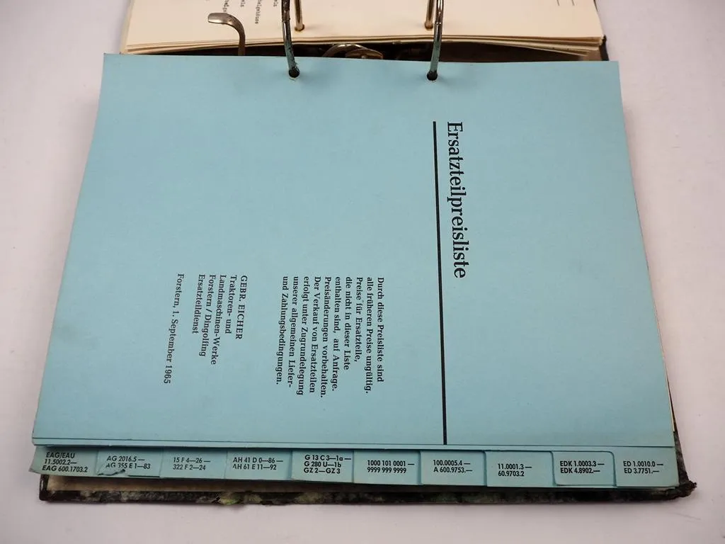 Eicher ED EDK G GZ AH AG EAG Ersatzteil Preisliste Landtechnik 1965
