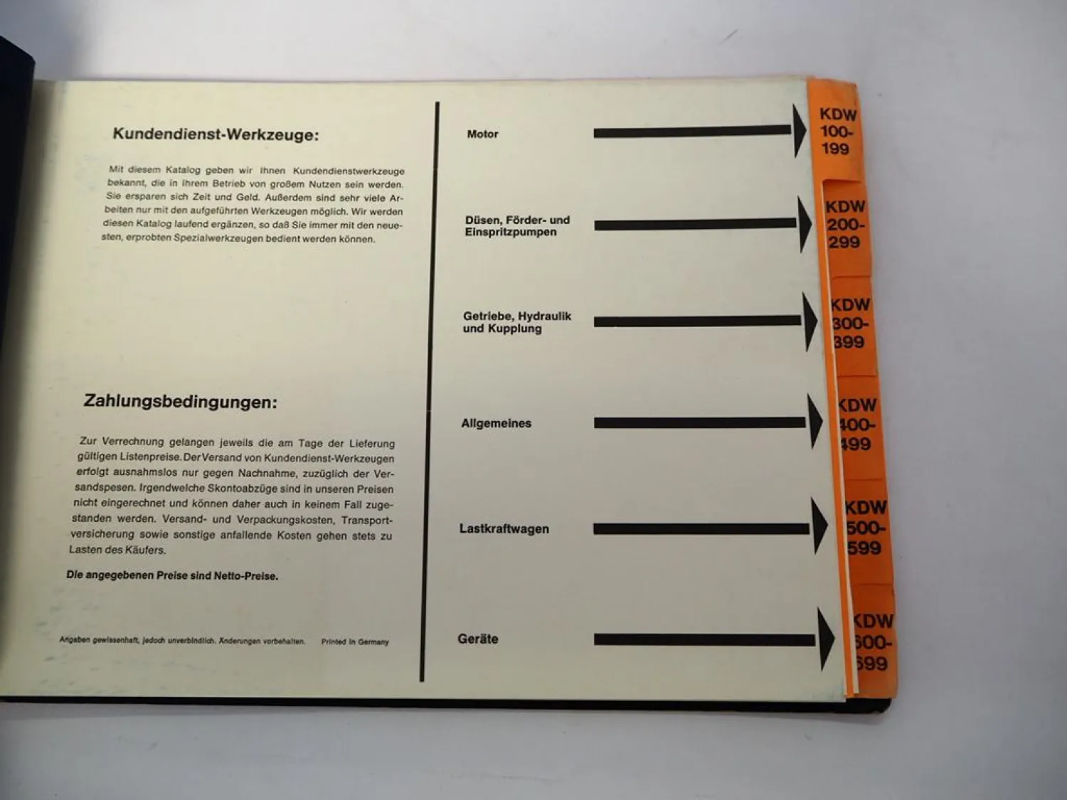 Eicher Kundendienstwerkzeuge Werkzeug Katalog Motor Düsen Hydraulik Getriebe