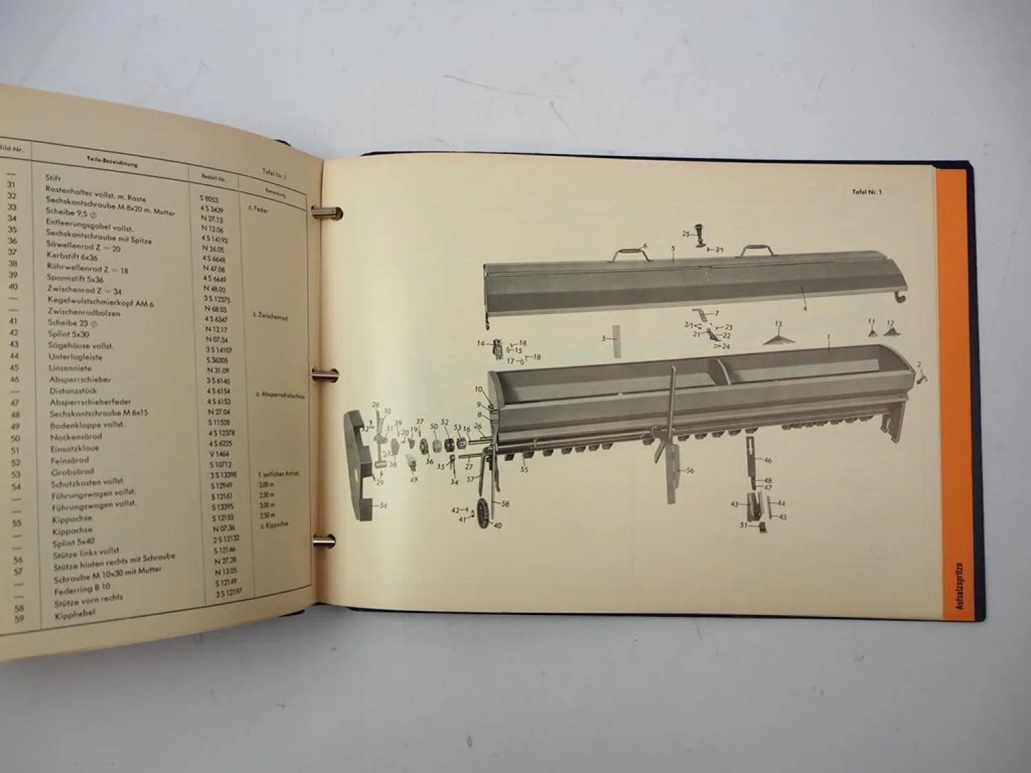 Eicher Landmaschinen Drillmaschine Aufsatzspritze Ersatzteilliste 1967