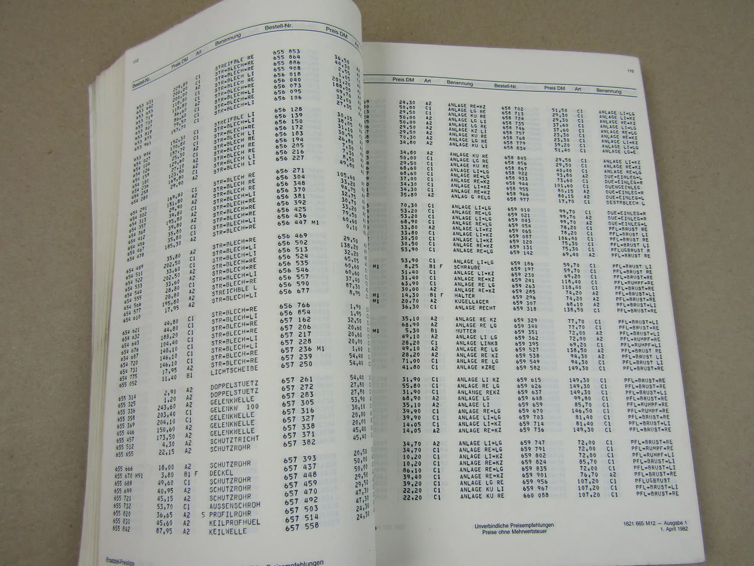 Eicher + Perkins Ersatzteil-Preisliste Preisliste 4/1982