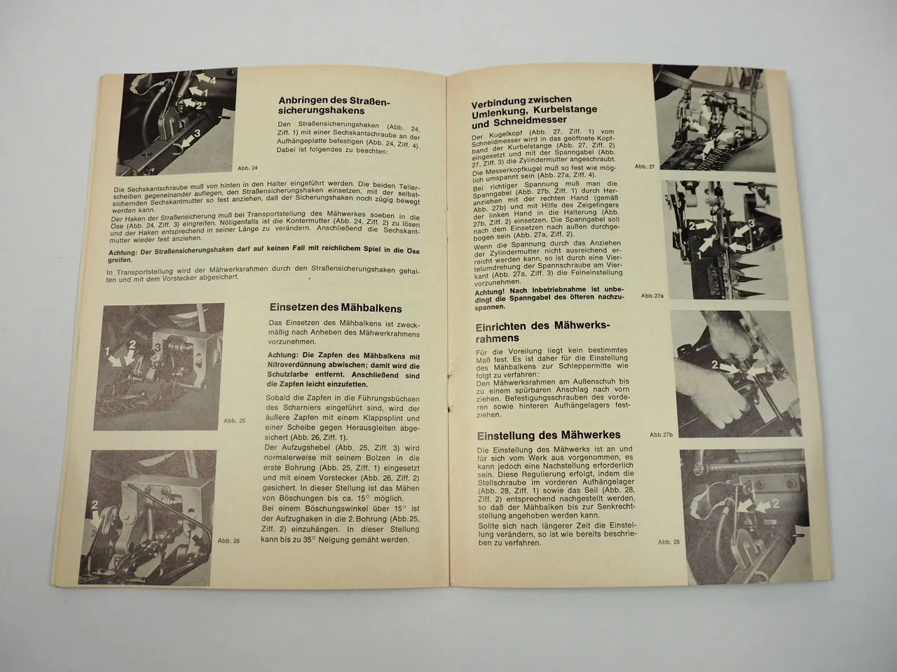 Eicher Tiger Königstiger Mähwerk Typ 7104 Anbau und Bedienungsanleitung 1968