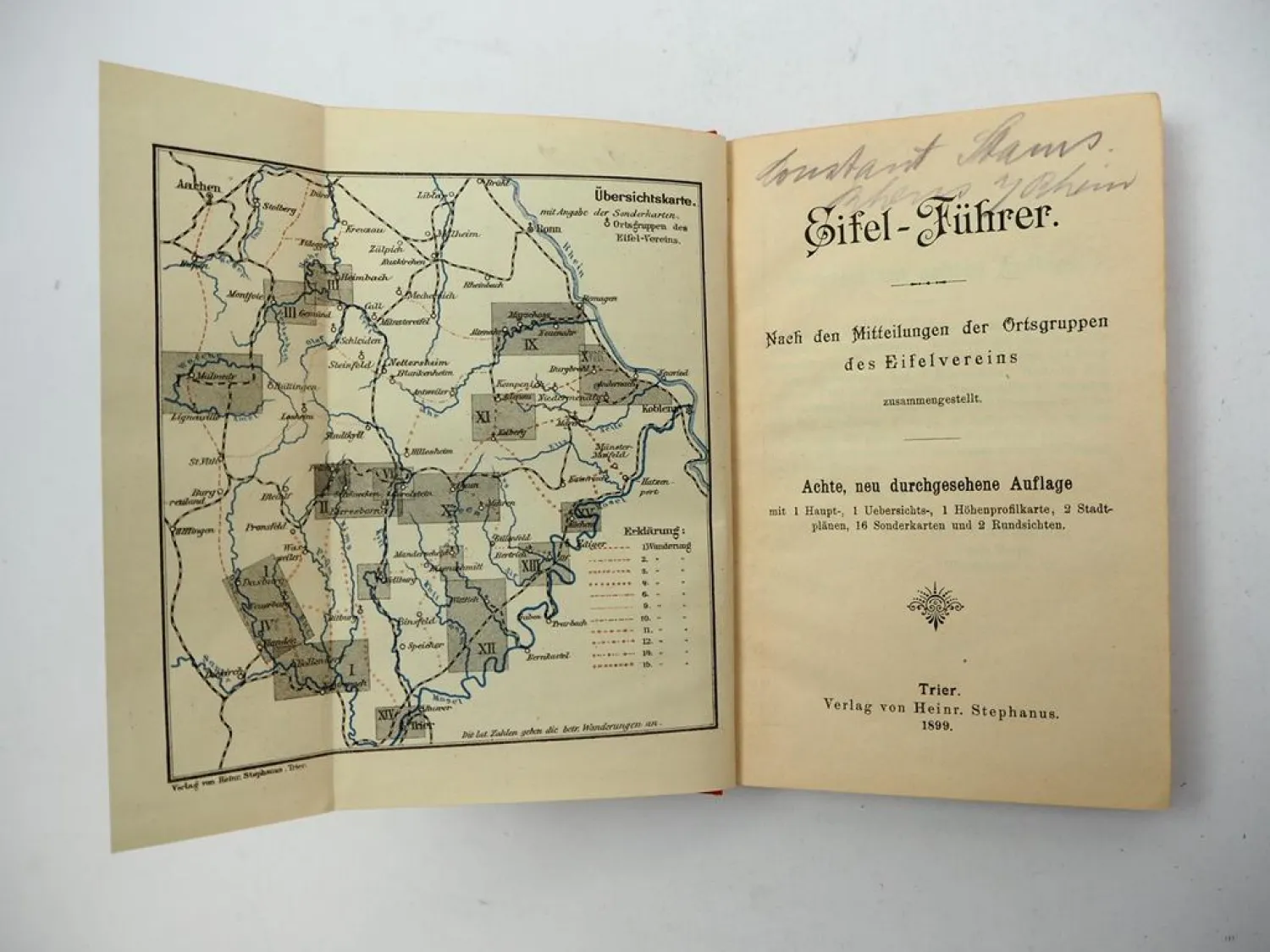 Eifelverein Eifel Wanderrouten mit Karten 1899 Trier Verlag H. Stephanus