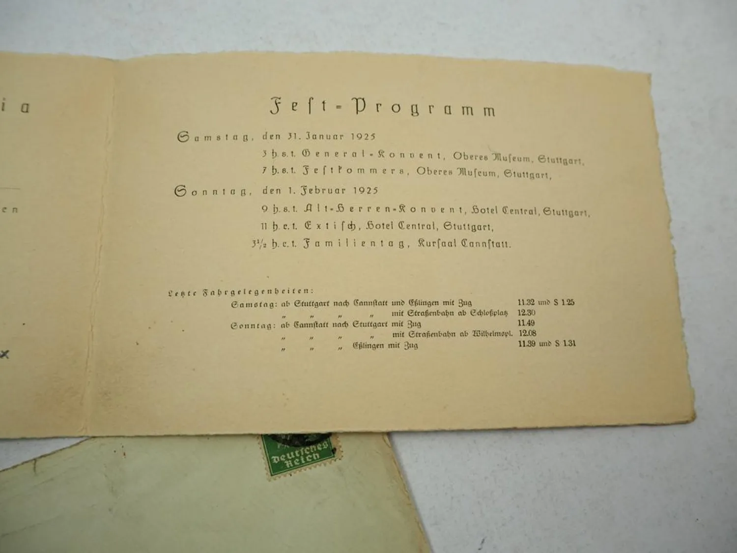 Einladung 21. Stiftungsfest Studentenverbindung Suevia Stuttgart Esslingen 1921