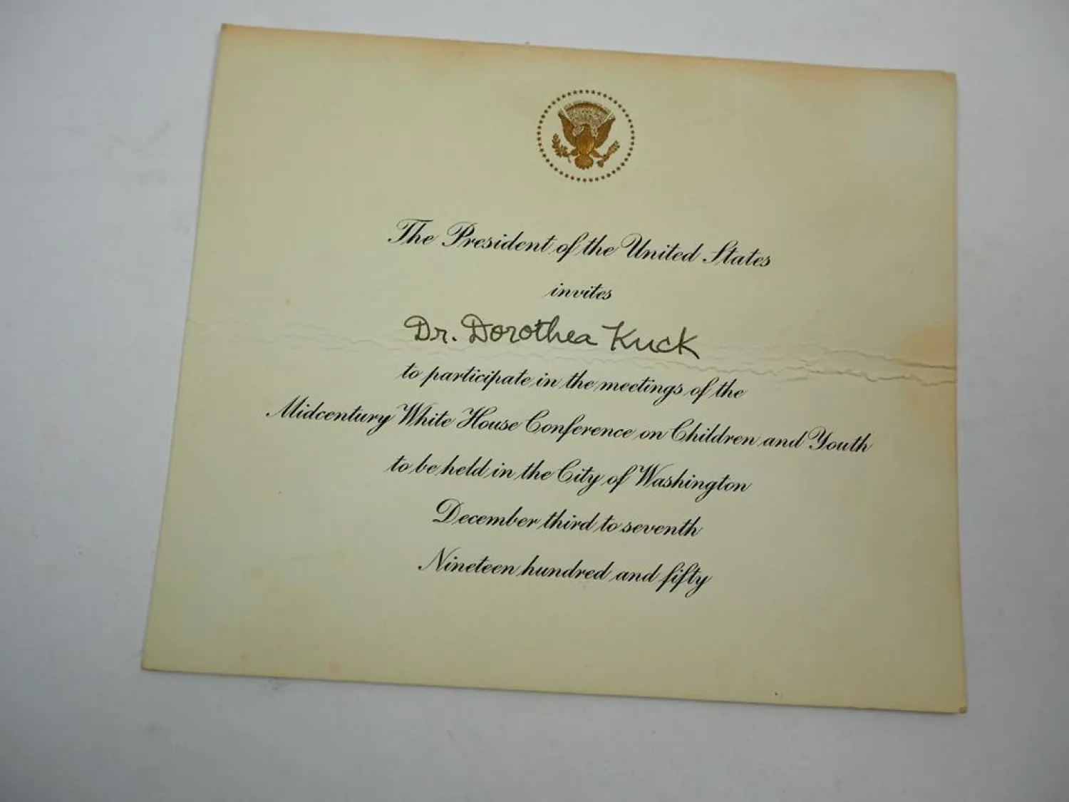 Einladung USA Präsident Weißes Haus President White House Washington 1950