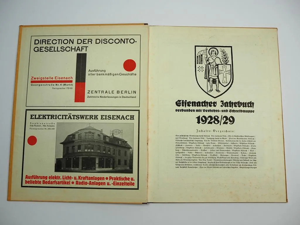 Eisenacher Jahrbuch 1928/29 Kalender Anzeigen Verlag Otto Steinbach Eisenach