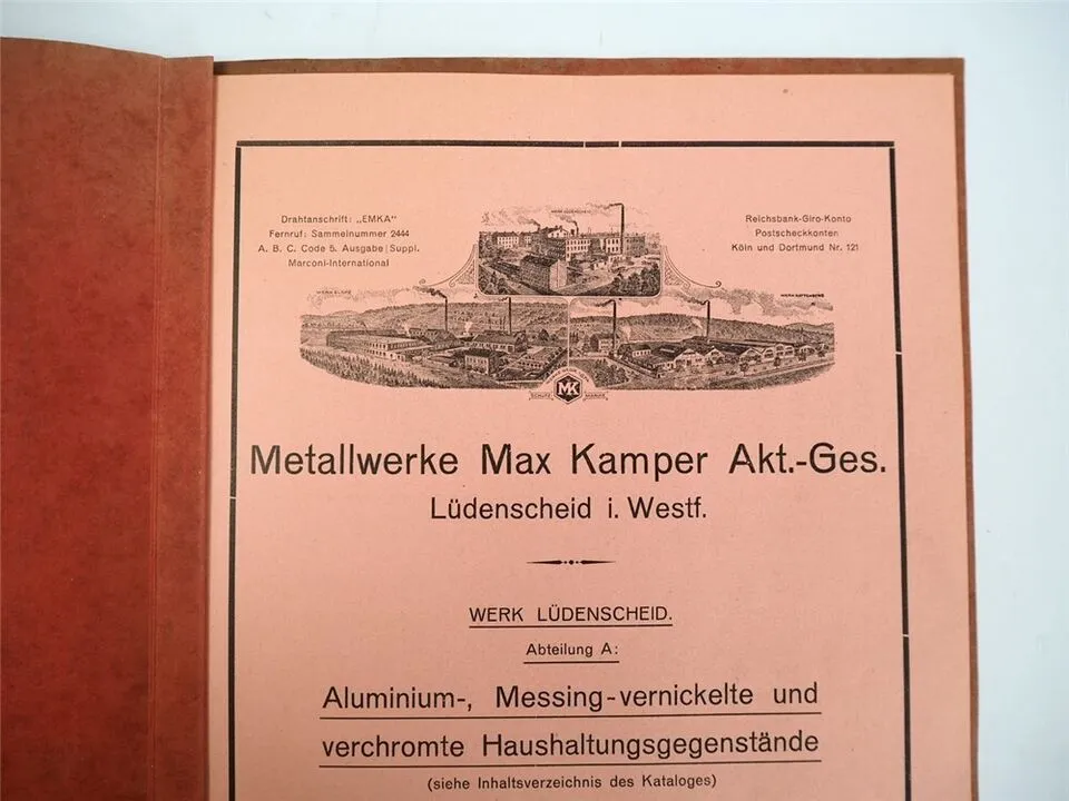 EMKA Metallwerke Max Kamper Lüdenscheid Küchengeräte Katalog 1934