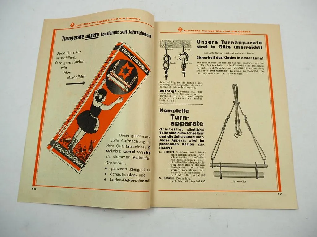 Emwe Turn Apparate Ringe Schaukel Trapez Katalog 1930er Jahre