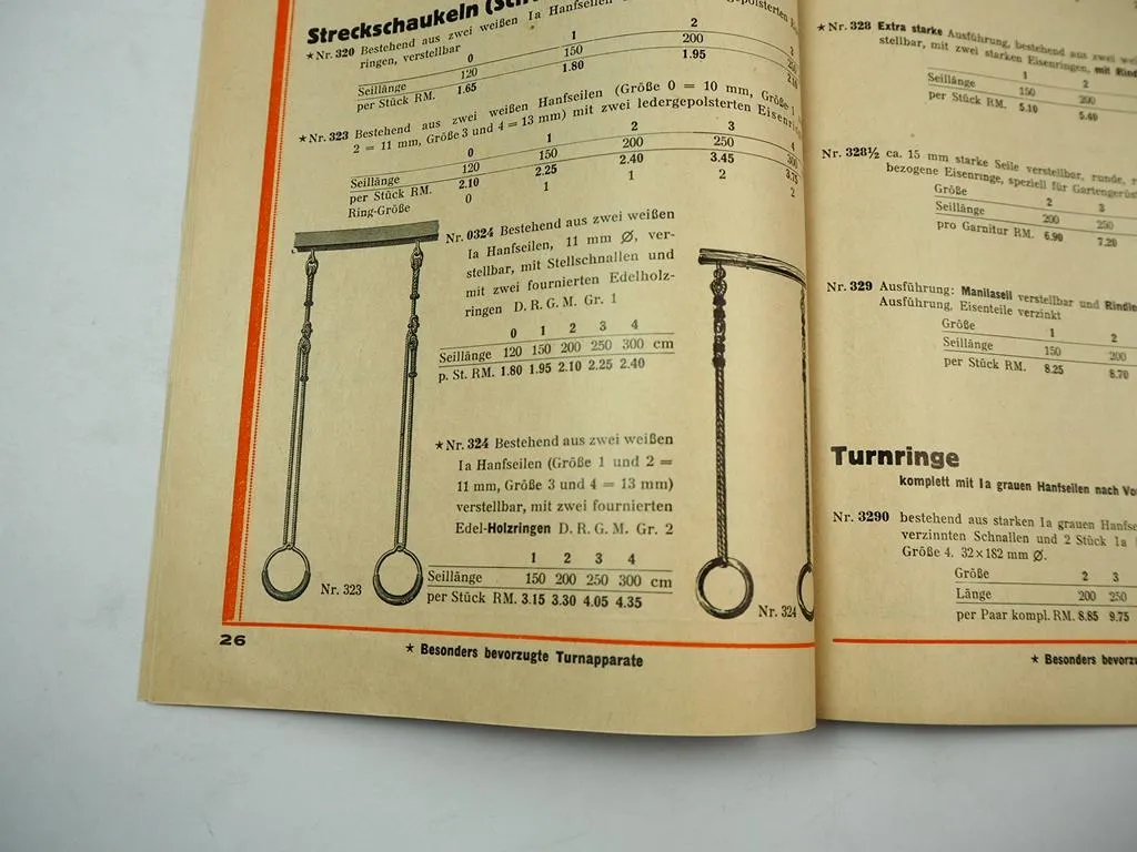 Emwe Turn Apparate Ringe Schaukel Trapez Katalog 1930er Jahre