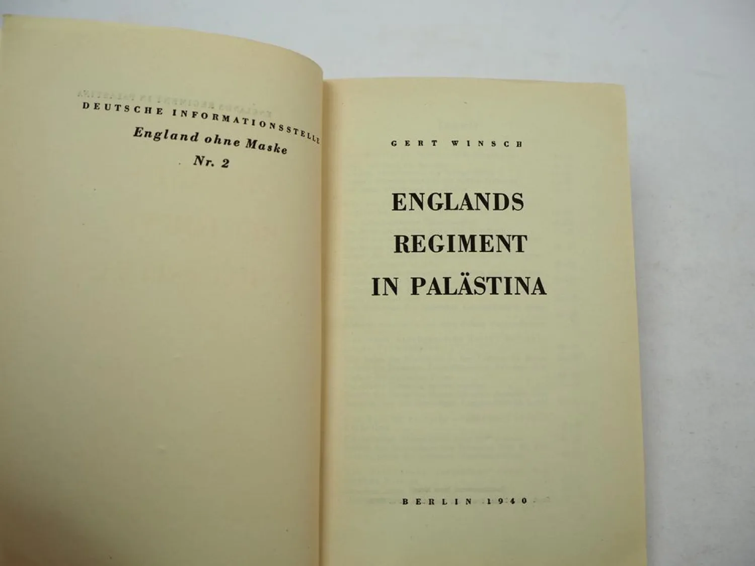 Englands Regiment in Palästina Gert Winsch 1940 Berlin